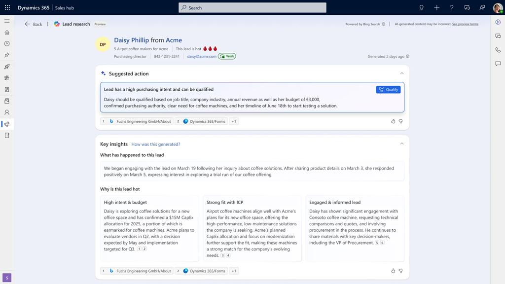 Microsoft Sales Qualification Agent lead research